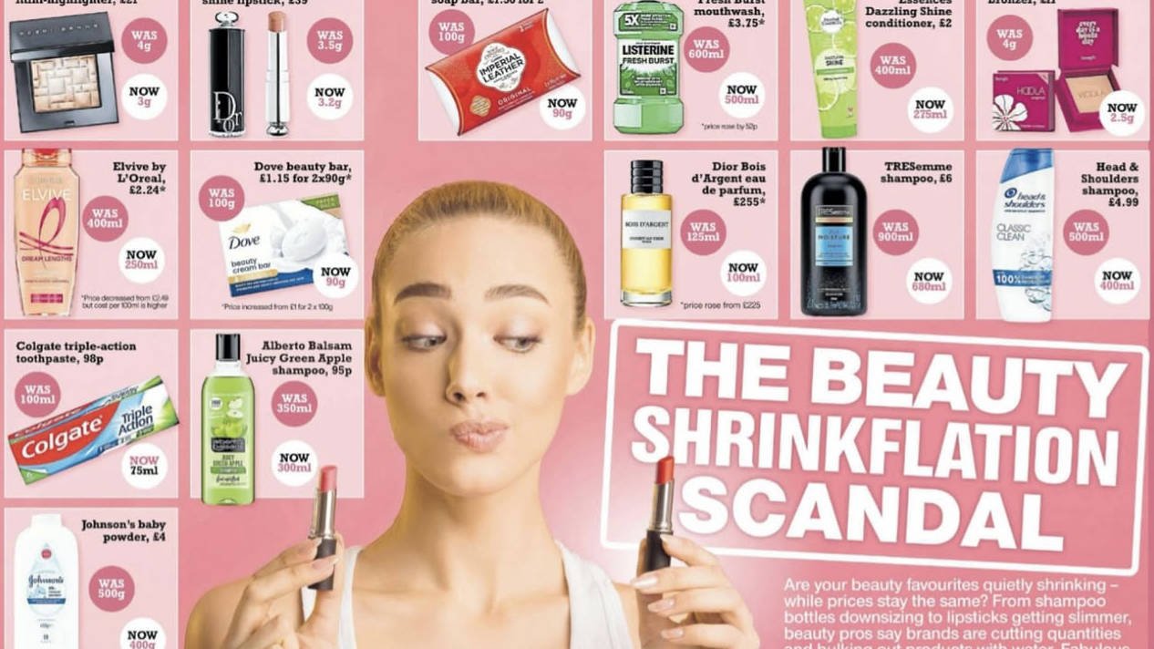 Beauty product shrinkflation. Sun article with Neve's Bees interview